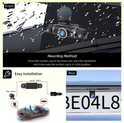 360° Dash Cam Front and Rear View 4 Channel Dash Camera FHD 2K+1080Px3 for Car, Inside/Back 170°+2x150°+170° Wide Angle, 8 IR Lamps Night Vision,WiFi,GPS, APP,G-Sensor with 64GB Card,24/7 Parking Mode - Image 7