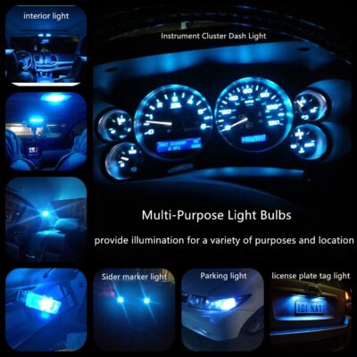 WLJH 6 Pack Ice Blue t5 74 73 37 Instrument Panel Light Bulb 3030 SMD 1.5W Replacement for Car Interior Dome License Plate Lights Lamp - Image 4
