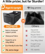 Homeve Trunk Organizer, Car Storage, Reinforced Handles, Collapsible Multi-Compartment, Foldable, Waterproof, Sturdy, 600D Oxford Polyester For Car, SUV, Mini-Van, Black, 2 Compart - Image 4