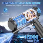 KMM Handheld Car Vacuum Cleaner, 16000PA Air Duster & Vacuum Cleaner, 120W High Power Hand Held Vacuum Cordless, Portable Vacuum Rechargeable with Multi-Nozzles & LED Light for Car, Home, Pet, Office - Image 2