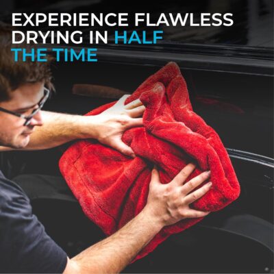 The Rag Company - The 1500 - Heavy Duty Car Drying Towel; Perfect for Trucks, Commercial Vehicles, RVs, Boats, and More; Premium 70/30 Blend Twist Loop Design, 1500gsm, 30in x 30in, Red - Image 6