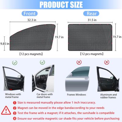 ZATOOTO Car Side Window Sun Shade 4 Pack, Window Shades for Baby Magnetic Mesh Sun Shade Protection from Heat and UV for Sleeping, Camping, Breastfeeding - Image 7