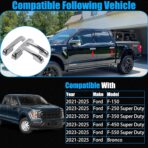 AUCERAMIC Chrome Door Handle Covers for 2021-2025 Ford F150, 2023 2025 F-250/F-350/F-450/F-550 Super Duty, 2021-2025 Ford Bronco, Exterior Door Handle Covers Caps - Image 2