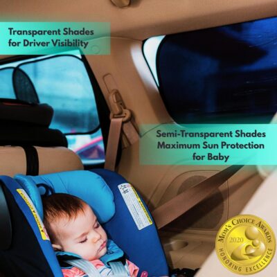 Car Window Shades - Certified 99.79% UVA & 99.95% UVB Sun Protection. Award Winning car Sun Shade for Side Windows. 4 Pack Semi Transparent 20" x 12" - Car Accessories Interior by Kinder Fluff - Image 2