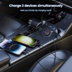 MOSWAG Car Charger, Invisible Cigarette Lighter USB Adapter [All Metal & Mini], 2 Port Car Adapter, QC3.0 Dual Port Cigarette Lighter for iPhone 17 16 Samsung S25 Ultra Piexl 10 and More - Image 3