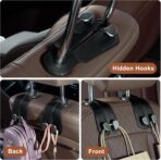 CoBak Purse Hook for Car - Universal Premium Stitched Leather and Aluminum-Magnesium Alloy Double Car Seat Back Storage Hook for Purses, Handbags, Bags (2 Pack),Black - Image 5