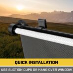 CAT Retractable Pull-Down Back Seat Side Window Shades for UV Sun Protection, Universal Fit, 2-Pack, Gray, Modern Style, 14x19in - Image 7