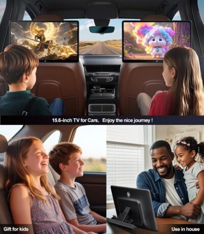 15.6 inch 4K Android.13 Car TV Headrest Monitor for Cars Back seat Rear Entertainment System, Support Phone Wireless Mirror Link Touch Screen,with WiFi/Bluetooth/HDMI/USB/Video Player (4G+64G(2*PCs)) - Image 3