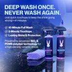 Bunny Buffer Bundle, Waterless SiO2 Ceramic Car Wash & Protect Kit with Auto Body Clean and Protect Spray, Glass Cleaner, & 4 Microfiber Towels, Spray and Wipe Car Detailing Kit, 6 Piece Set - Image 7