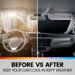 BDK 2PC Metallic Black Car Window Sun Shade Auto Shade for Windshield Visor, Block UV Reflect Heat to Keep Your Car SUV Truck, 31.75" x 28.75" - Image 5