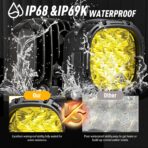 BIGLION.X 4 Inch Pair 160W 18800LM Amber Round LED Offroad Lights Yellow Fog Lights Super Bright Driving Offroad Pod Lights with Wiring Harness IP68 for Pickup Trucks UTV ATV SUV - Image 2