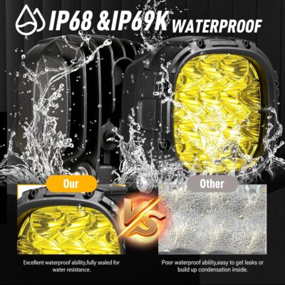 BIGLION.X 4 Inch Pair 160W 18800LM Amber Round LED Offroad Lights Yellow Fog Lights Super Bright Driving Offroad Pod Lights with Wiring Harness IP68 for Pickup Trucks UTV ATV SUV - Image 2