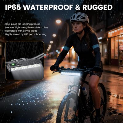 Vastfire 17 LED Bike Lights 5000 Lumens, Super Bright Bicycle Light for Night Riding, USB Rechargeable Bike Headlight and Taillight, Waterproof Wide Beam Bike Front Light with Digital Power Display - Image 7