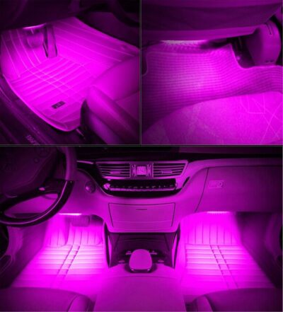 Car LED Strip Light, EJ's SUPER CAR 4pcs 48 LED Car Interior Lights Under Dash Lighting Waterproof Kit,Atmosphere Neon Lights Strip for Car,DC 12V(Pink) - Image 8