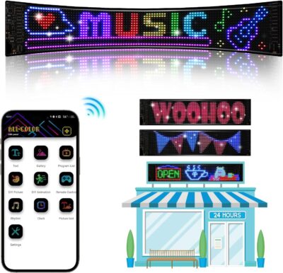 Eachbid Programmable Scrolling LED Sign, 23.4"x4.7", USB Flexible Digital Sign, APP Control, Custom DIY Editor Text, Patterns, Animations, for Car, Store, School, Hotel - Image 9