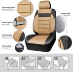 CAR PASS Leather Seat Covers Full Set Universal Water Resistant 3D Foam Back Support, Luxury Comfort Automotive 5 Seat Covers All Season Fit for SUV,Sedan,Van, Airbag Compatible Elegance(Beige Black) - Image 3