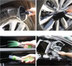 AUTODECO 22Pcs Car Wash Cleaning Tools Kit Car Detailing Set with Canvas Bag Pink Collapsible Bucket Wash Mitt Sponge Towels Tire Brush Window Scraper Duster Complete Interior Car Care Kit - Image 5