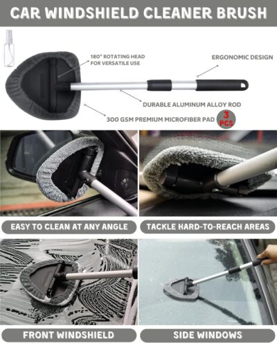 18Pcs Professional Car Interior Detailing Kit All-in-One Cleaning Tools for Windows, Dashboard, Vents, Windshield Cleaner Brush, Magic Sponge, Chamois Cloth, Detailing Brushes & Accessories - Image 3