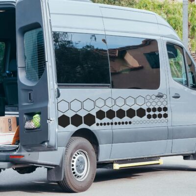 52 PCS Honeycomb Decals Vinyl Hexagonal Graphics Sticker Car Body Side Exterior Decor Accessories Universal for Car, Truck, SUV, RV (Black) - Image 6