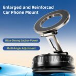 2026 Upgraded Magnetic Car Phone Mount for MagSafe: 360° Rotatable Adjustable Holder with 180+LBS Strong Suction Cup & 4200gf Magnet, Compatible with iPhone Series & Android Devices, Black - Image 2