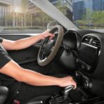 Motor Trend Soft Touch Leather Beige Steering Wheel Cover with Grooves, Advanced Traction Universal Fit for Standard Sizes 14.5 15 15.5 inches - Image 3