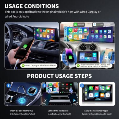 Wireless CarPlay and Android Auto Adapter, Ultra-Compact Aluminum Design with Dual-Band Technology, USB-C/USB-A Compatible for Wired CarPlay Vehicles - Image 8