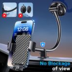Phone Holders for your Car [Long Flexible Neck] Car Phone Mount [Anti-Shake Stabilizer] Cell Phone Holder Car for Dashboard Windshield Automotive Accessories Fit for iPhone Android Smartphone - Image 2