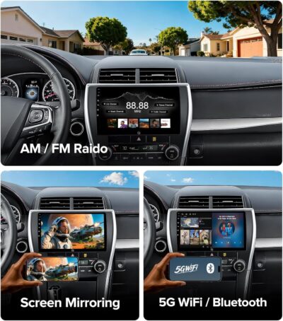 10" Android 13 Car Stereo for Toyota Camry (2015-2017) Radio Upgrade with Wireless CarPlay Android Auto, QLED Touch Screen, GPS Navigation, 5G WiFi, 1080P Backup Camera, SWC Support - Image 7