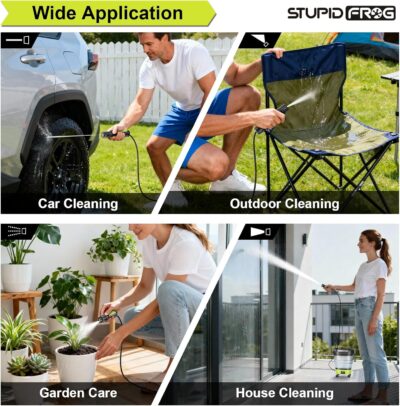 Portable Cordless Pressure Washer with Foldable 12L Water Tank, 4-in-1 Nozzles, Long-Lasting Battery, Perfect for RV, Camping Gear, Car Detailing and Pet Friendly Cleaning - Image 2