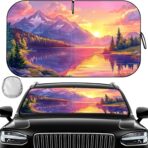 Car Windshield Sun Shade, Upgraded UV Reflective Windshield Sun Shade Foldable Universal Fit with Storage Bag for Cars SUVs Trucks Sedans Hatchbacks