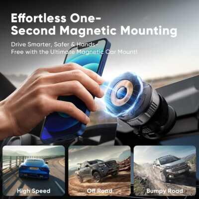 Phone Holders for Your Car, Car Phone Holder for Magsafe [Upgraded Strongest Suction & Magnetic] 360° Adjustable Magnetic Car Phone Mount for Your Car/Gym/Mirror Mount for iPhone & Android | Best Gift - Image 5