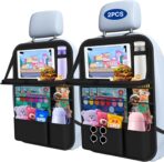 Car Backseat Organizer with Table Tray(2-Pack) 9 Storage Pockets Backseat Car Organizer and storage with Tablet Holder, Kick Mats Back Seat Cover for Kids family Road Trip Essentials Travel - Image 9