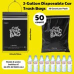 50 Bags Tidyphil Hanging Car Trash Bags Disposable, Leak-proof, Odor Seal. 2 Gallon Car Garbage Bags. Alternative to Car Trash Can, Easy Stick-On Car Garbage Can for Car,SUV, Truck, Vehicle, Stroller. - Image 2