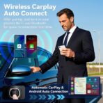 Mini Wireless CarPlay Adapter for iPhone,2 in 1 for Apple Carplay and Android Auto Adapter,Convert Wired to Wireless, Plug & Play, USB to USB-C/Type-C, Stable Control & No Delay, Black - Image 3