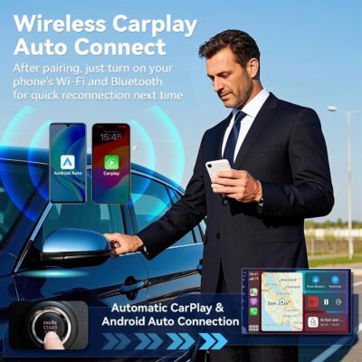 Mini Wireless CarPlay Adapter for iPhone,2 in 1 for Apple Carplay and Android Auto Adapter,Convert Wired to Wireless, Plug & Play, USB to USB-C/Type-C, Stable Control & No Delay, Black - Image 3