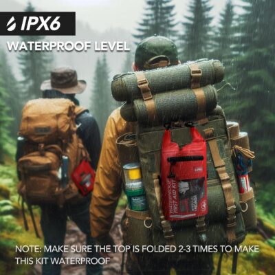 250 PCS Waterproof First Aid Kit, Roll Top Reflective Boat Dry Bag Bug Out Bags, Emergency Medical Kit Ideal for Boating, Camping, Fishing, Kayaking, Floating, Red - Image 4