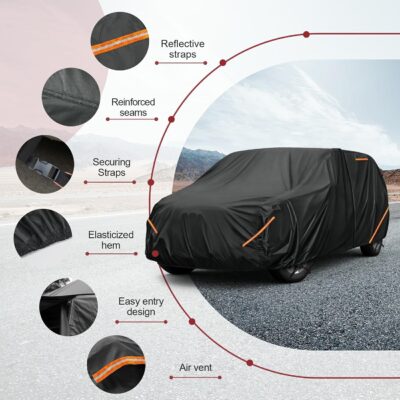 Heavy Duty Car Cover for Dodge Grand Caravan - Reinforced PU Coating,Waterproof 420D Oxford Fabric,All-Weather Protection Outdoor Car Cover, Breathable Design - Image 3