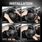 SEG Direct Car Steering Wheel Cover Large-Size for F150 F250 F350 Ram 4Runner Tacoma Tundra Range Rover with 15 1/2"-16" Outer Diameter Leather with Carbon Fiber Pattern Black - Image 4