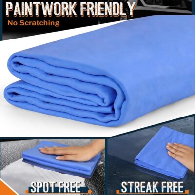 Premium Shammy Towel for Car, Super Absorbent 2 Pack 26""x17"" Car Drying Towel, Reusable Soft Car Wash Cloth, Chamois Cloth for Car, Dust Remove, No Scratch/Spot/Streak, Blue & Purple - Image 5