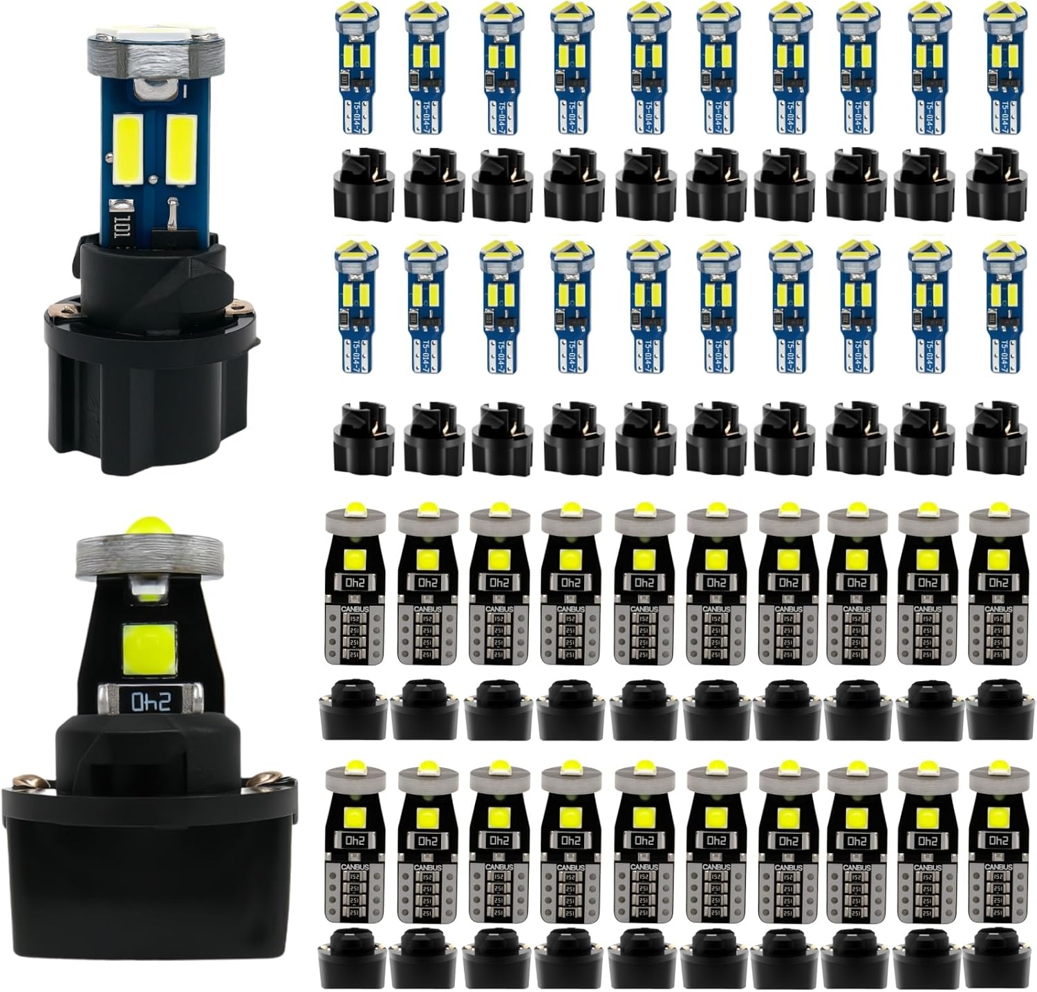 810nQ09s3IL._AC_SL1500_.jpg WLJH 40 Pack 194 168 T10 T5 LED Bulbs With Sockets, Non Polarity, Dimmable, For Dash Cluster Dome Map Door Trunk Parking License Plate Lights,300 LM Interior & Exterior Replacement, Bright White - Image 1