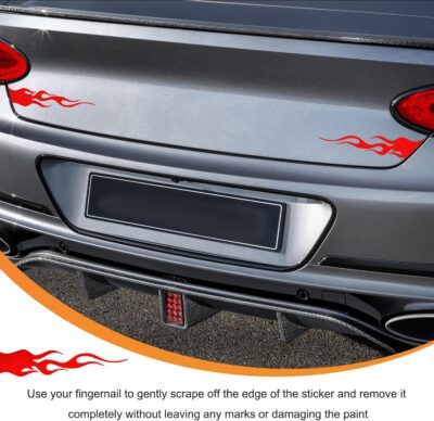 4 PCS Car Flame Reflective Sticker, Waterproof Racing Sports Flame Stripe Decal, Self Adhesive Bumper Decals Safety Stickers for Car Mirror Motorcycle Helmet, Car Accessories (Red) - Image 5