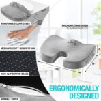 Seat Cushions for Office Chairs with Lumbar Support, Desk Chairs, and Car Seats - Adjustable Straps and Non-Slip Ergonomic Design for Tailbone and Lower Back Pain Relief for All Day Use - Image 4