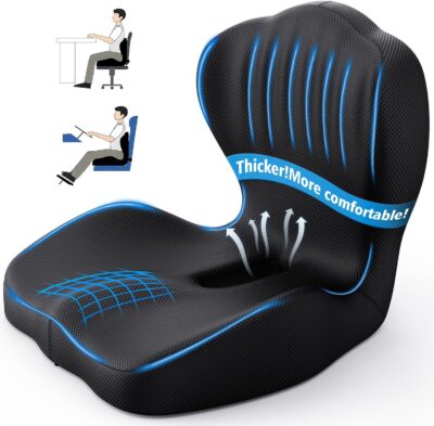 Benazcap Memory Foam Seat Cushion with Lumbar Support Pillow for Office Chair, Car & Gaming Seat, Wheelchair, Ergonomic Design for Sciatica & Tailbone Pressure Relief, Black - Image 8