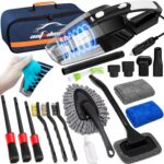AUTODECO 20Pcs Car Cleaning Wash Kit Interior Detailing Cleaner Kit with High Power Handheld Vacuum, Brush Set, Windshield Tool, Duster, Towels, Complete Car Care Tools, Blue