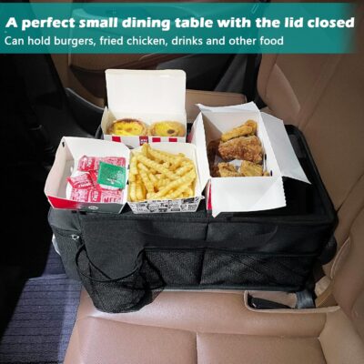 Car Seat Organizer-Car Organizer Front Seat Back Seat,Car Organizers and Storage,Passenger Seat Organizer with Lid Tissue Box Cup Holder (Grey) (Black) - Image 6