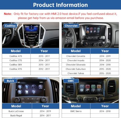 Road Top Wireless CarPlay Android Auto Retrofit Kit for GM HMI 2.0 Cadillac Buick Chevrolet GMC 2014–2020 | CarPlay Interface Decoder Box, Support MirrorLink, Reverse Camera, Navigation - Image 2