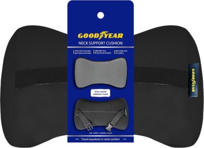 Goodyear Ergonomic Car Neck Pillow, Soft Memory Foam Headrest Pillow for Driving, Breathable & Removable Cover, Car Seat Headrest Cushion with Adjustable Strap, Neck Pain Relief, Grey - Image 6