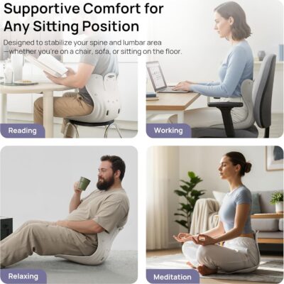 CabSupport Lumbar Support for Office Chair M5 Plus – Ergonomic Support Seat for Posture Correction and Lower Back Pain Relief – Extra Wide & Sturdy, Washable Pads for Office, Home, Car & Floor Sitting - Image 3