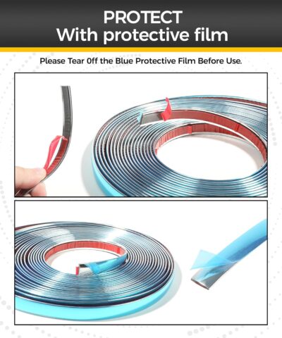 25FT Chrome Trim,Chrome Trim Molding,Car Accessories Chromes Strips for Cars,Body Side Molding Trim,Chromes Trim Tape,1/2" Automotive Trim Molding for Used on Car Bumpers,Sides,Door,Roofs - Image 4