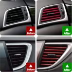 Hadwoer 20Pcs Car Auto Air Conditioner Vent Outlet Trim Strip, DIY Decoration Chrome PVC Car Interior Moulding Trim Strip Line for All Straight Air Vent Outlet (Red) - Image 3